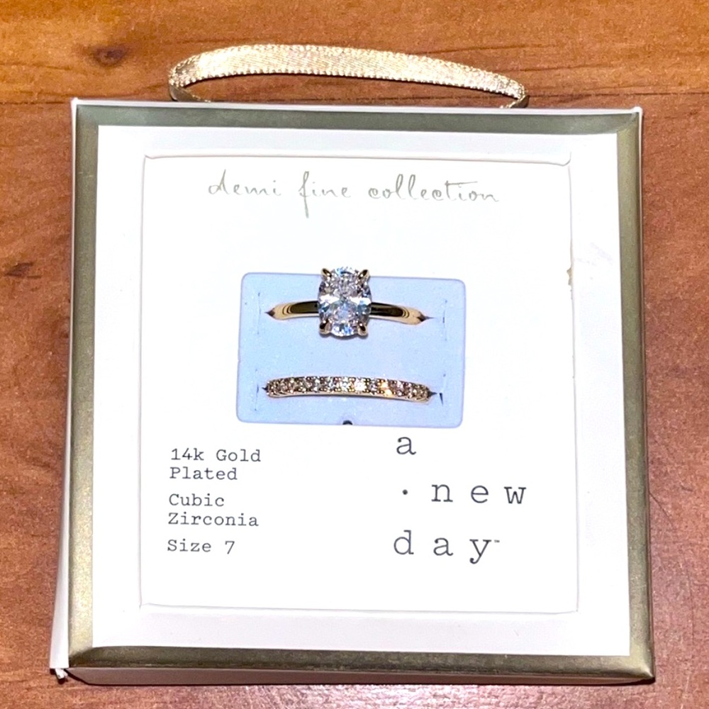 A .new day Gold-Plated Zirconia Ring Set